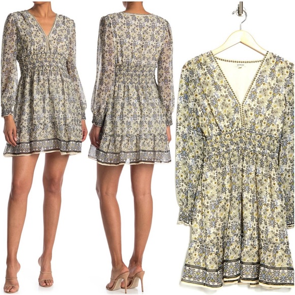 Max Studio Gold V-Neck Smock Dress - Picture 3 of 3